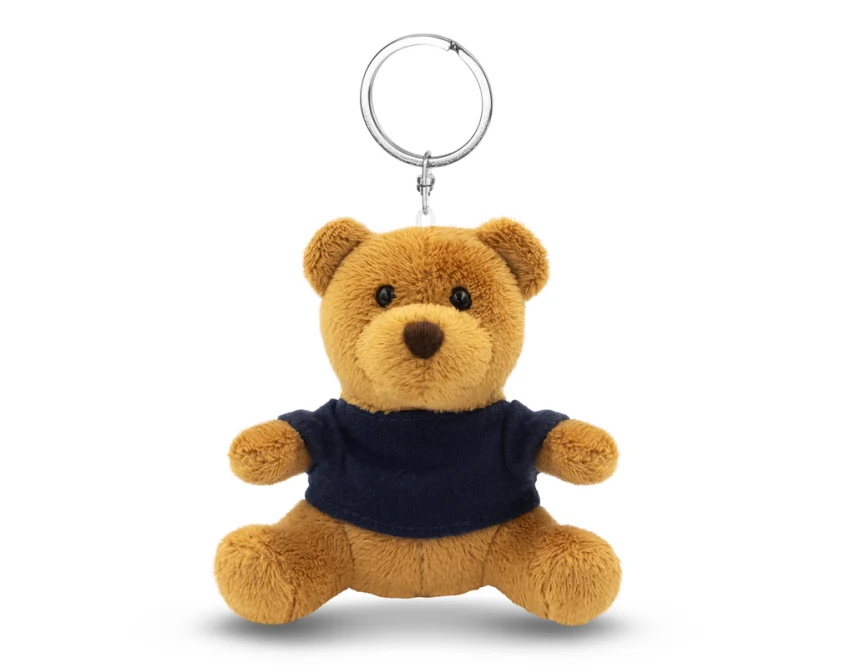 Pluszowy brelok miś jasnobrązowy z granatową koszulką