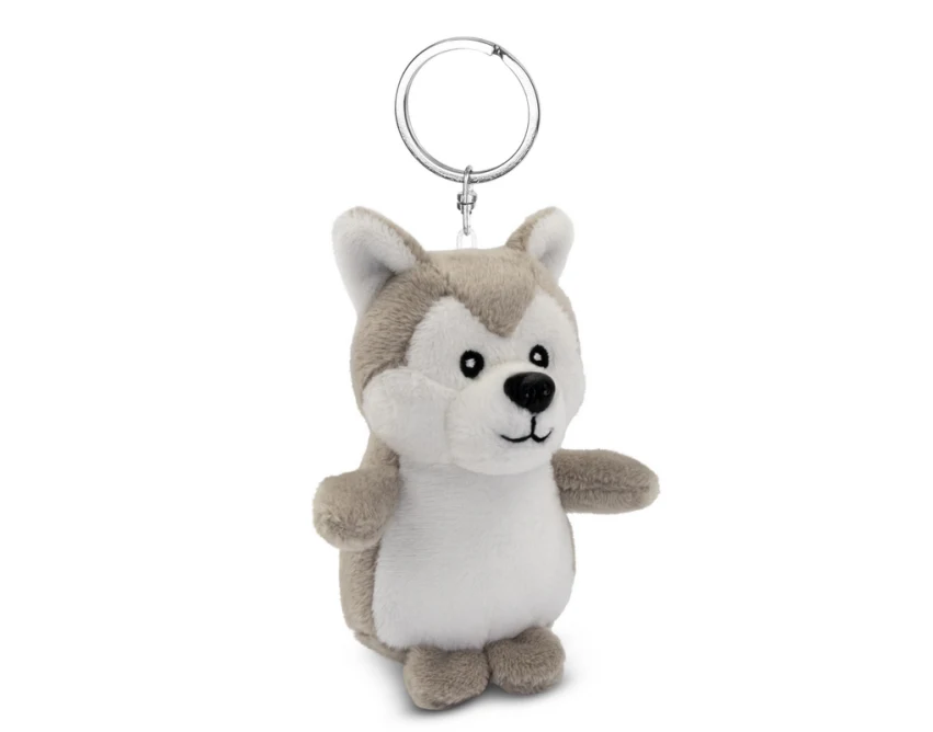 Pluszowy brelok wilk szary z logo – maskotka firmowa Wolfie