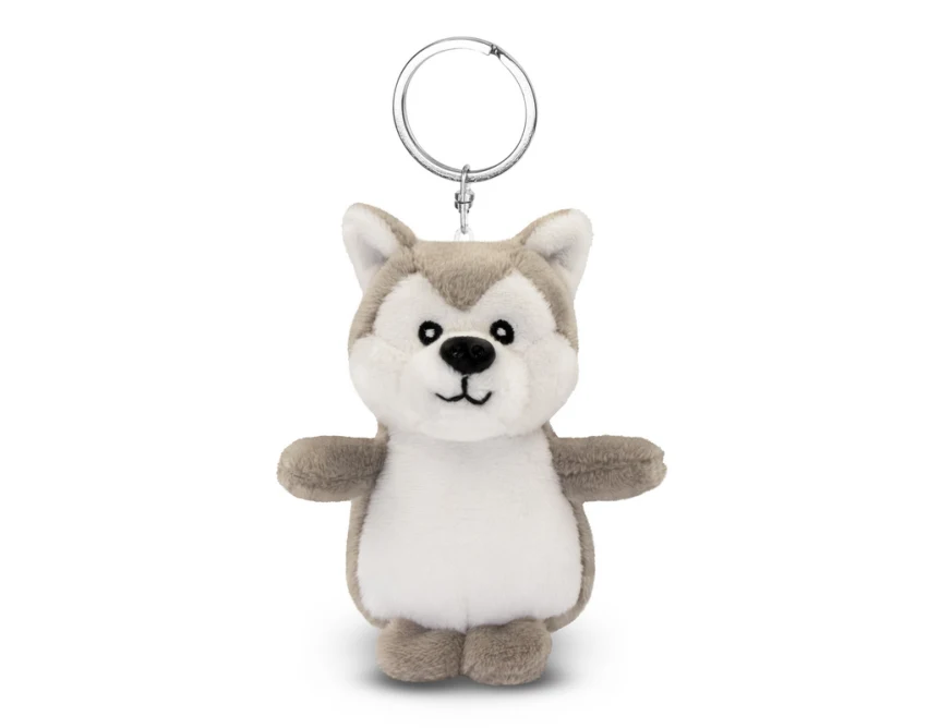 Pluszowy brelok wilk szary z logo – maskotka firmowa Wolfie
