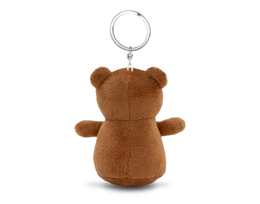 Brązowy pluszowy brelok miś z logo – gadżet dla dzieci