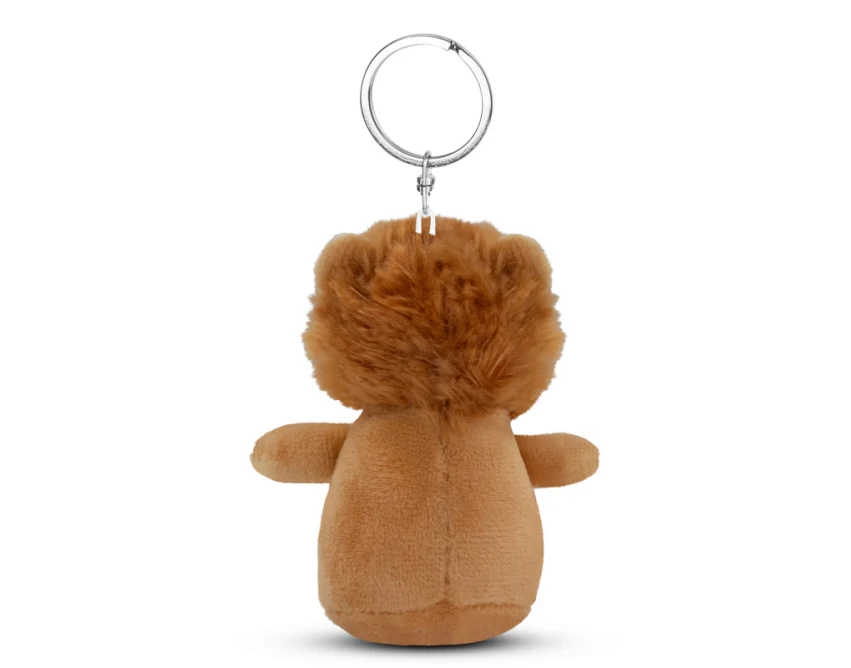 Pluszowy brelok lew z logo – jasnobrązowy, gadżet firmowy