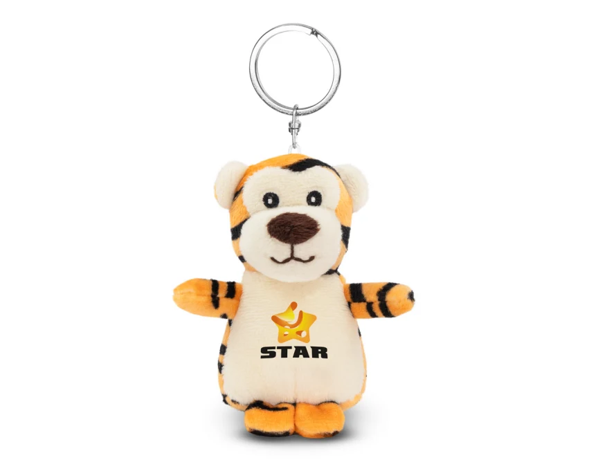 Pluszowy brelok tygrys pomarańczowy z logo firmy