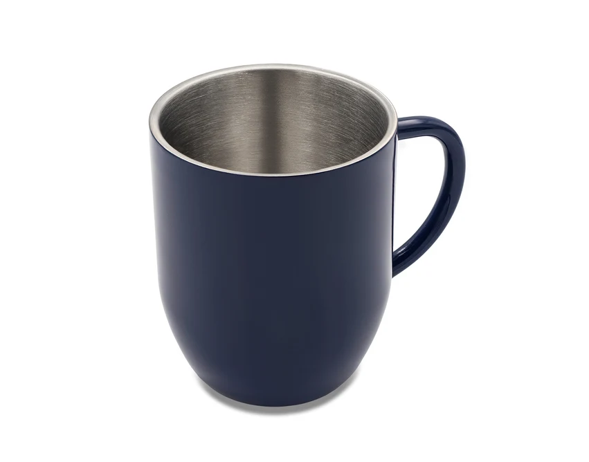 Kubek stalowy Day 350 ml granatowy z nadrukiem logo