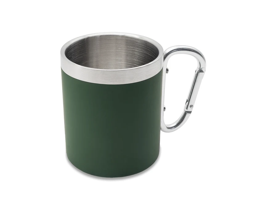 Kubek stalowy Magaro 300 ml ciemnozielony z karabińczykiem