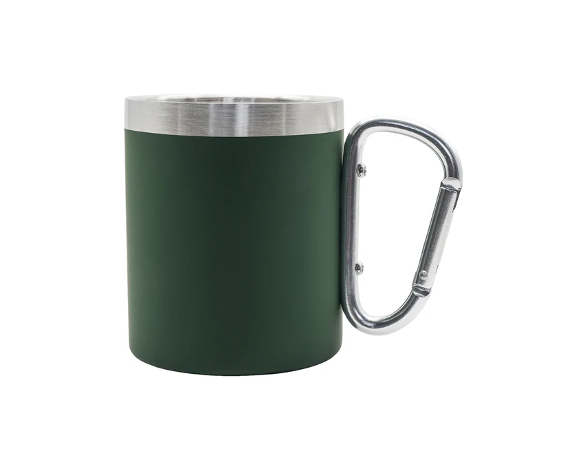 Kubek stalowy Magaro 300 ml ciemnozielony z karabińczykiem
