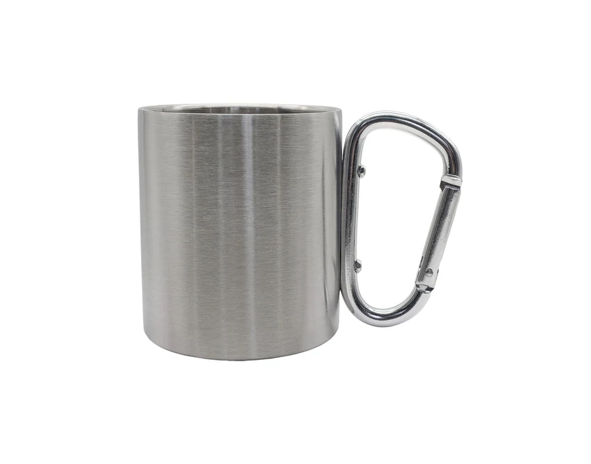 Srebrny kubek stalowy Denali 220 ml z karabińczykiem