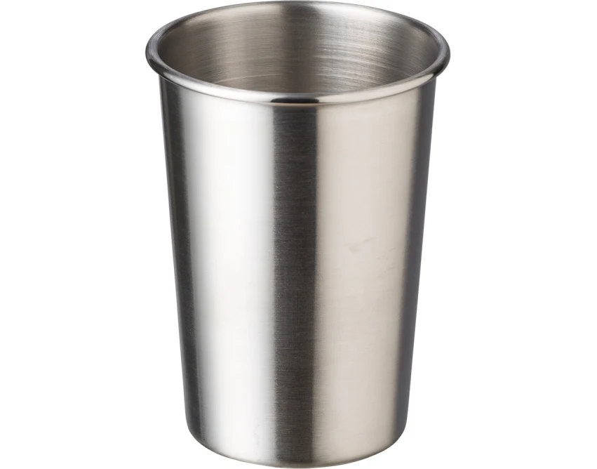 Srebrny kubek metalowy 350 ml z grawerem logo firmy