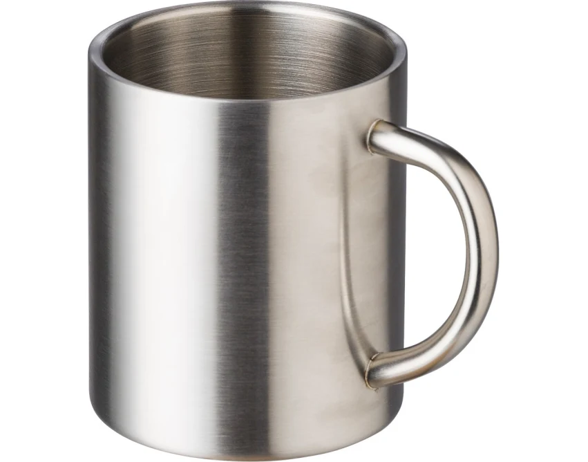 Srebrny kubek metalowy 250 ml z grawerem Twojego logo