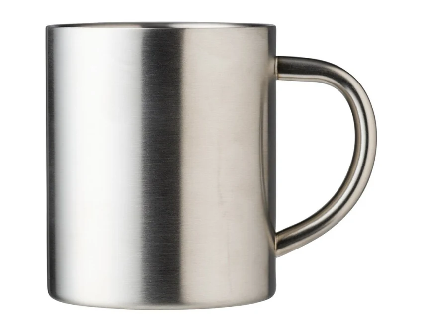 Srebrny kubek metalowy 250 ml z grawerem Twojego logo