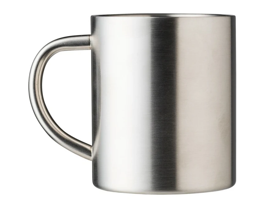 Srebrny kubek metalowy 250 ml z grawerem Twojego logo