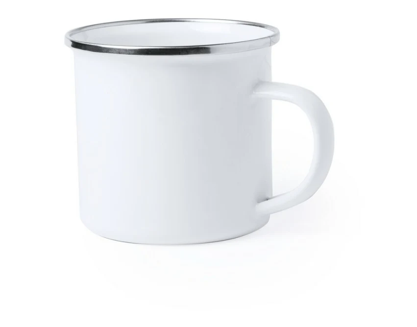 Kubek emaliowany biały 380 ml z logo – metalowy z nadrukiem