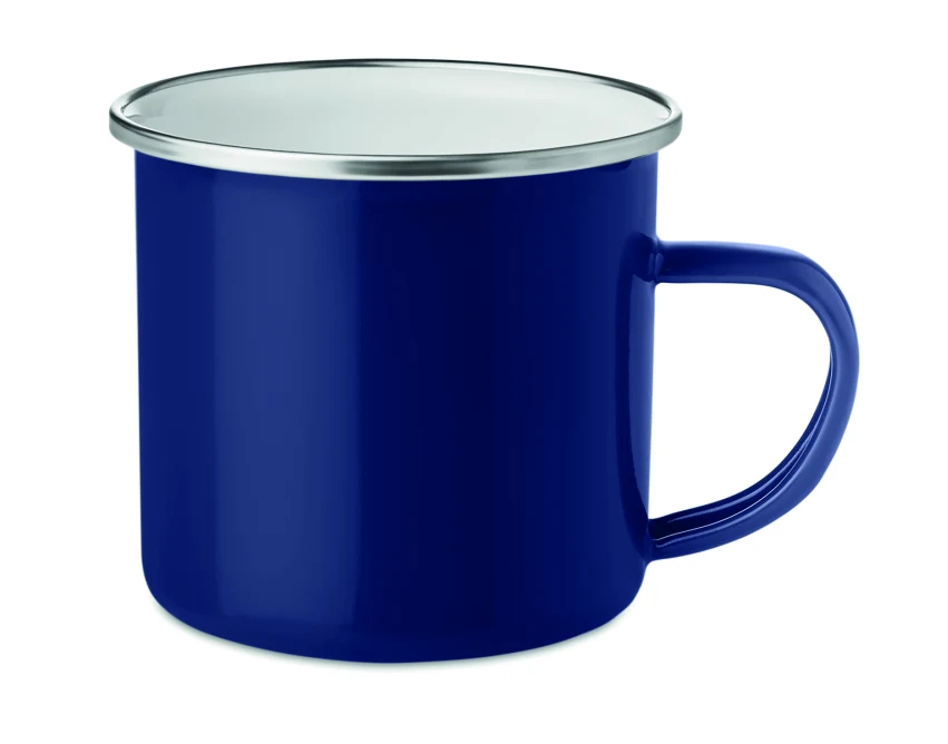 Niebieski kubek emaliowany 350 ml z logo firmowym