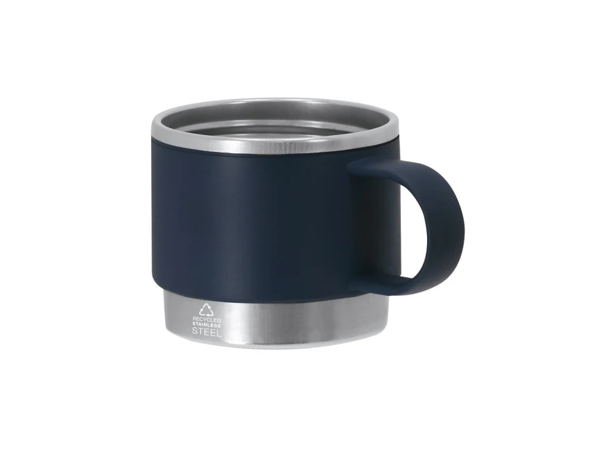 Granatowy kubek 140 ml z recyklingu z logo dla firm