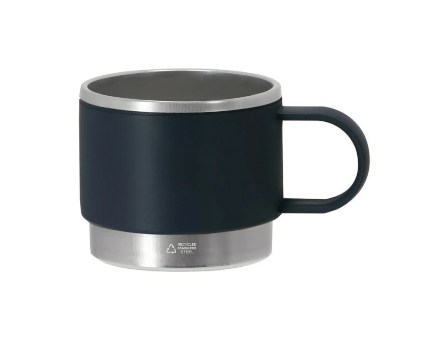 Granatowy kubek 140 ml z recyklingu z logo dla firm