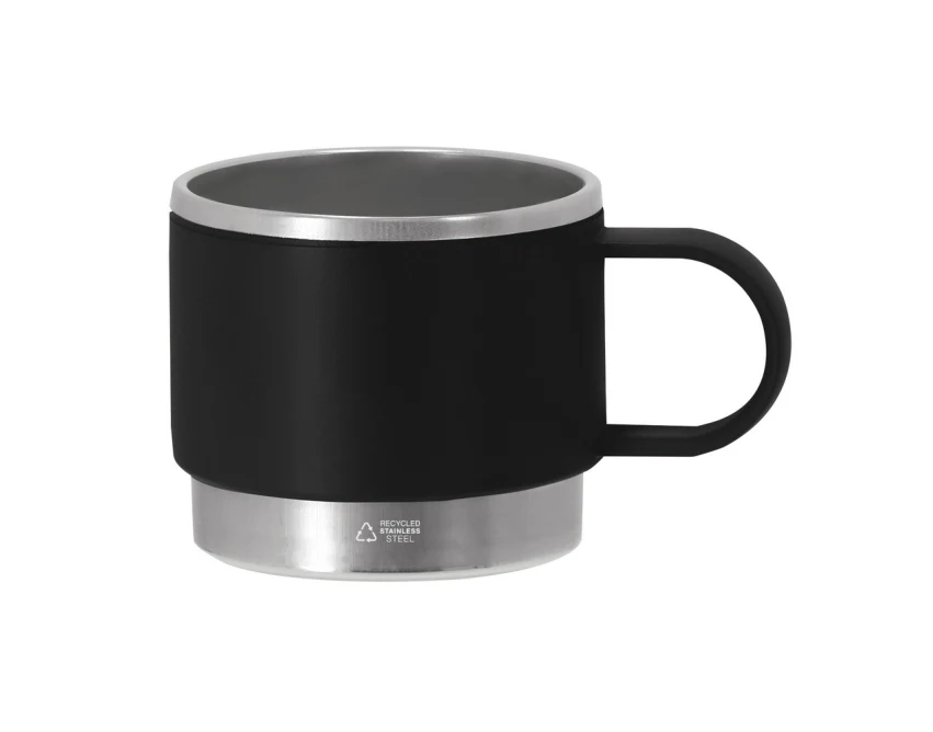 Czarny kubek metalowy 140 ml z recyklingu z nadrukiem logo