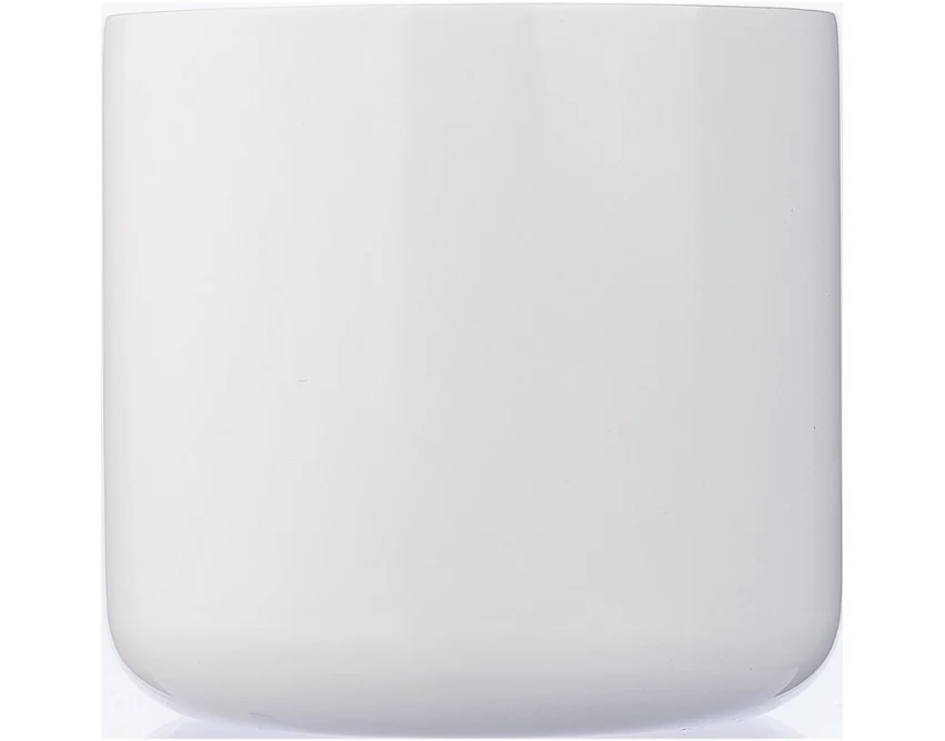 Biały kubek metalowy 400 ml z drewnianym uchwytem i logo