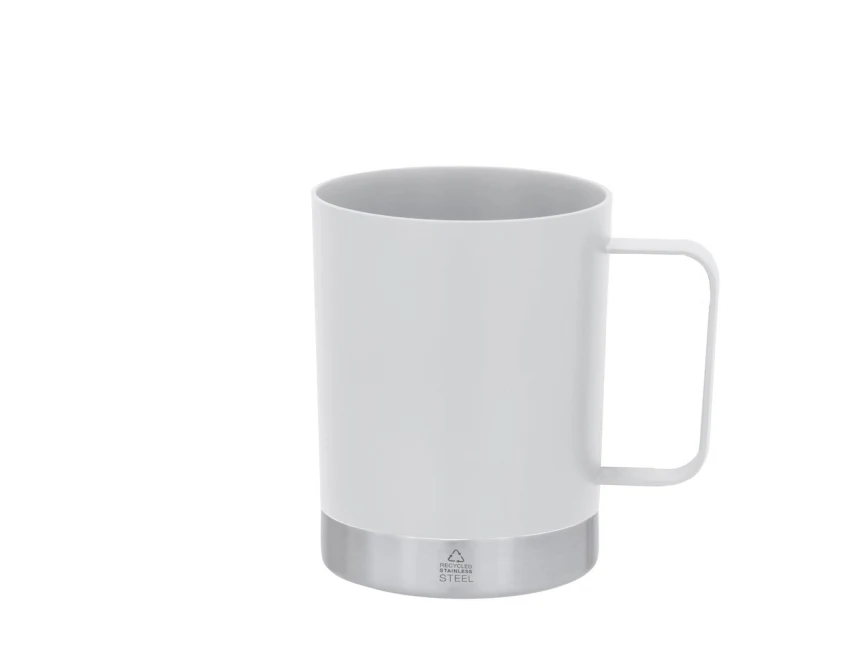 Biały kubek stalowy 400 ml z logo – eko nadruk firmowy