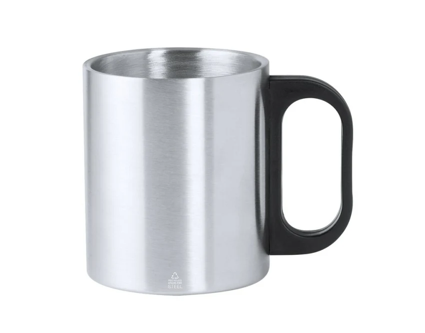 Srebrny metalowy kubek z grawerem 300 ml – stal z recyklingu