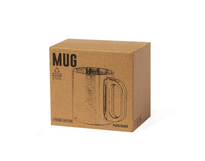 Srebrny metalowy kubek z grawerem 300 ml – stal z recyklingu