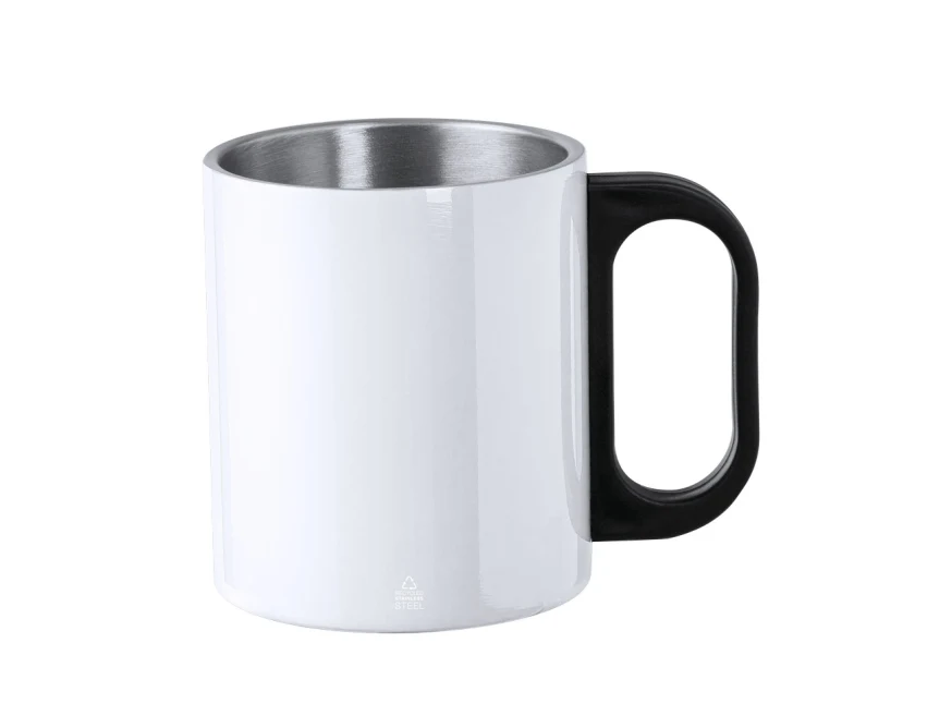 Biały kubek metalowy 300 ml z logo – grawer lub nadruk