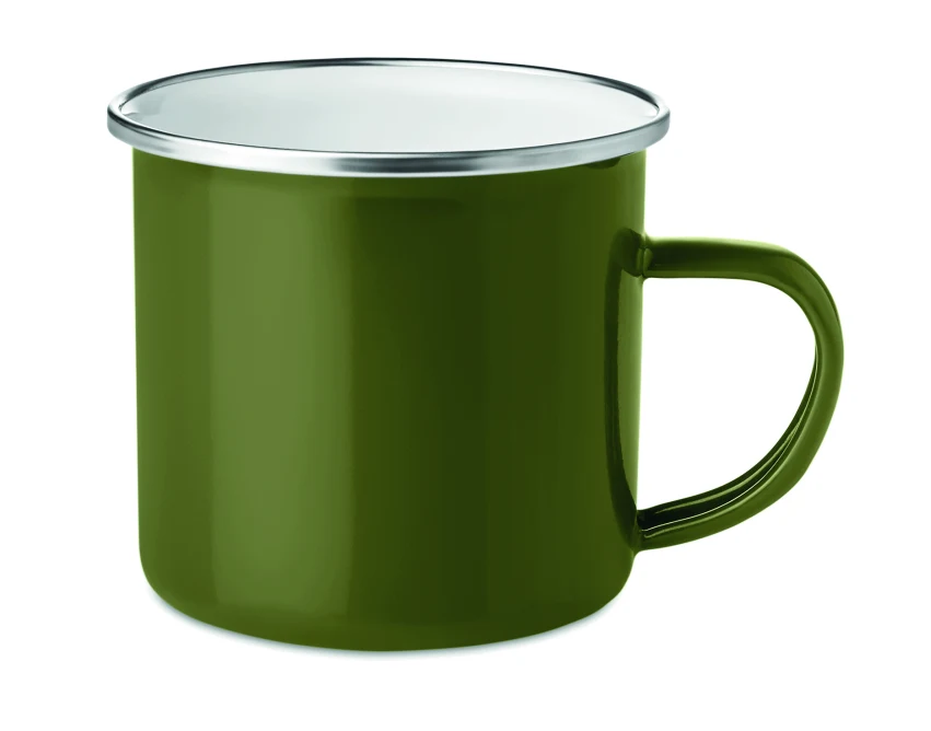 Zielony kubek emaliowany 350 ml z nadrukiem Twojego logo