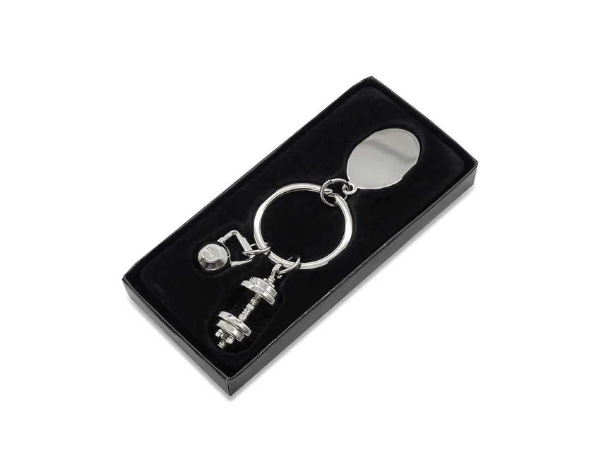 Brelok GymKey srebrny – stal nierdzewna, kettlebell, pudełko
