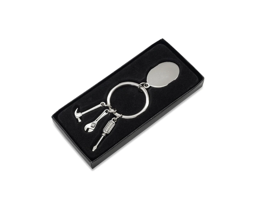 Brelok narzędziowy Clemi srebrny z grawerem logo