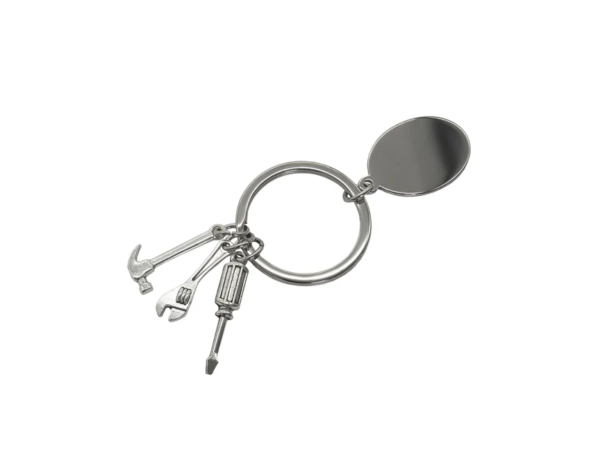 Brelok narzędziowy Clemi srebrny z grawerem logo