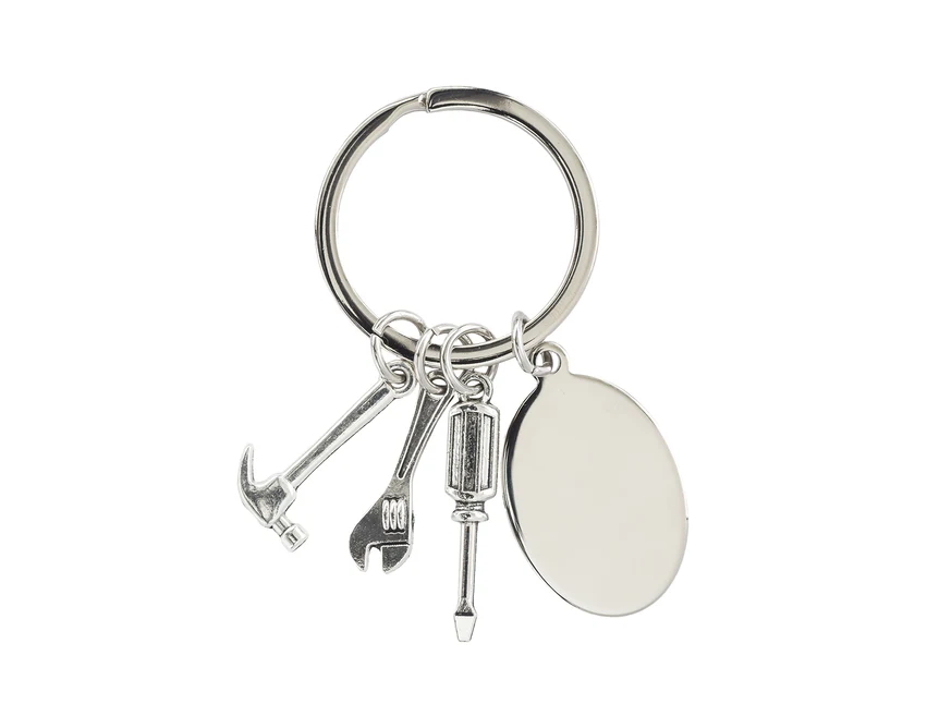 Brelok narzędziowy Clemi srebrny z grawerem logo