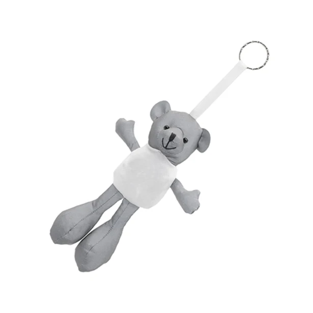 Brelok miś odblaskowy biały z logo – pluszowy gadżet