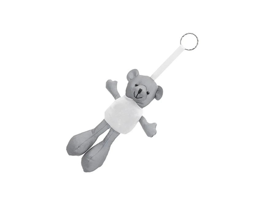 Brelok miś odblaskowy biały z logo – pluszowy gadżet