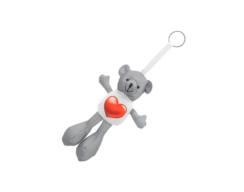 Brelok miś odblaskowy biały z logo – pluszowy gadżet