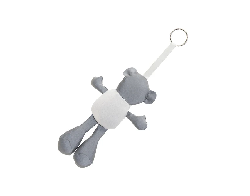 Brelok miś odblaskowy biały z logo – pluszowy gadżet