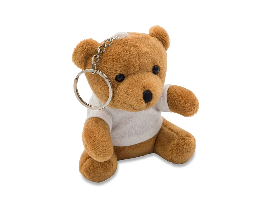 Brązowy pluszowy brelok miś Ollie z logo dla firm