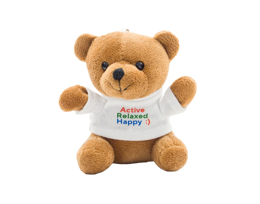 Brązowy pluszowy brelok miś Ollie z logo dla firm