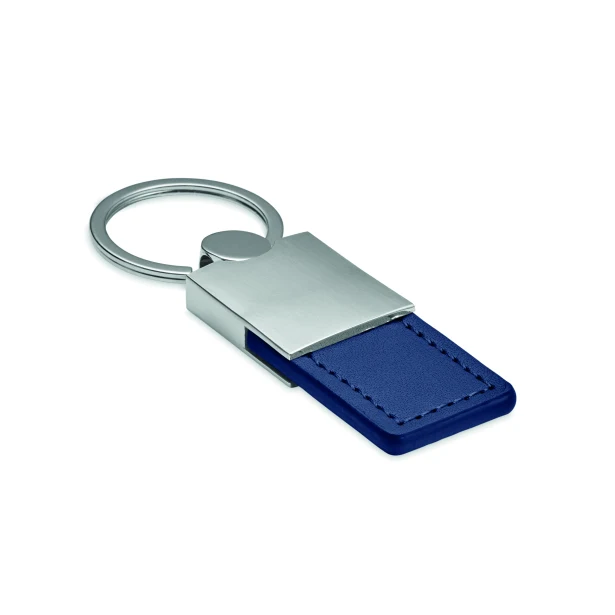 Brelok Columbus granatowy z logo – metal i skóra PU