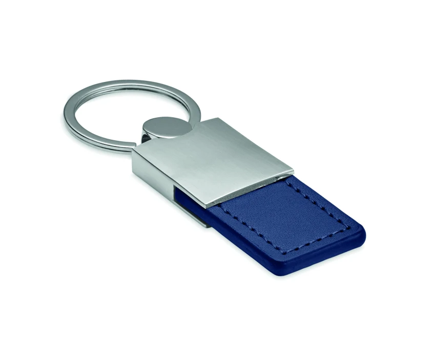 Brelok Columbus granatowy z logo – metal i skóra PU