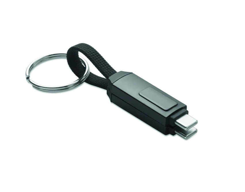 Czarny brelok 60W USB-C z aluminiowym kablem i LED