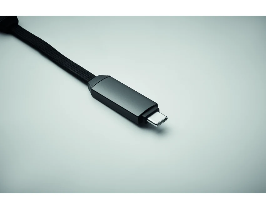 Czarny brelok 60W USB-C z aluminiowym kablem i LED