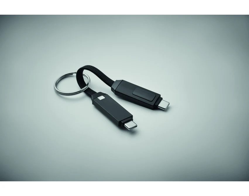 Czarny brelok 60W USB-C z aluminiowym kablem i LED