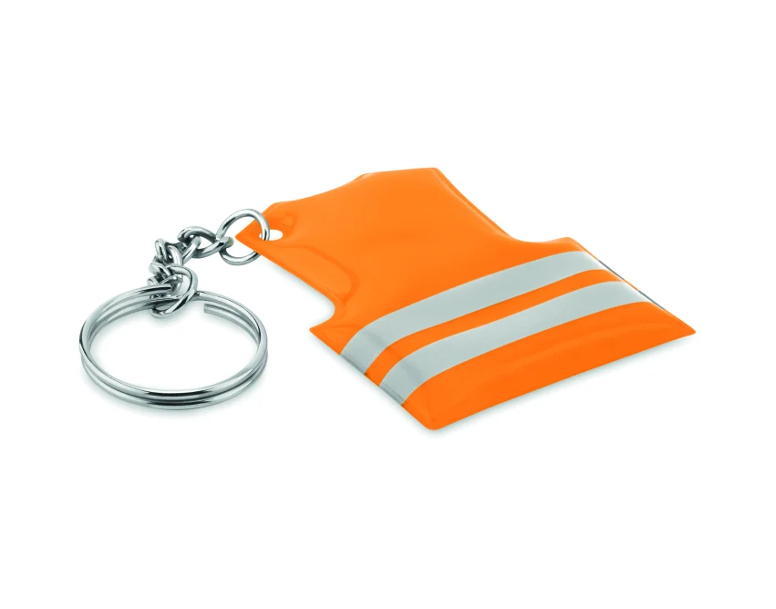 Pomarańczowy brelok odblaskowy PVC z logo – mini kamizelka