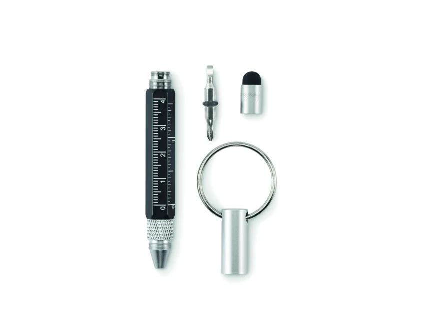 Czarny wielofunkcyjny brelok Twen z długopisem i rysikiem