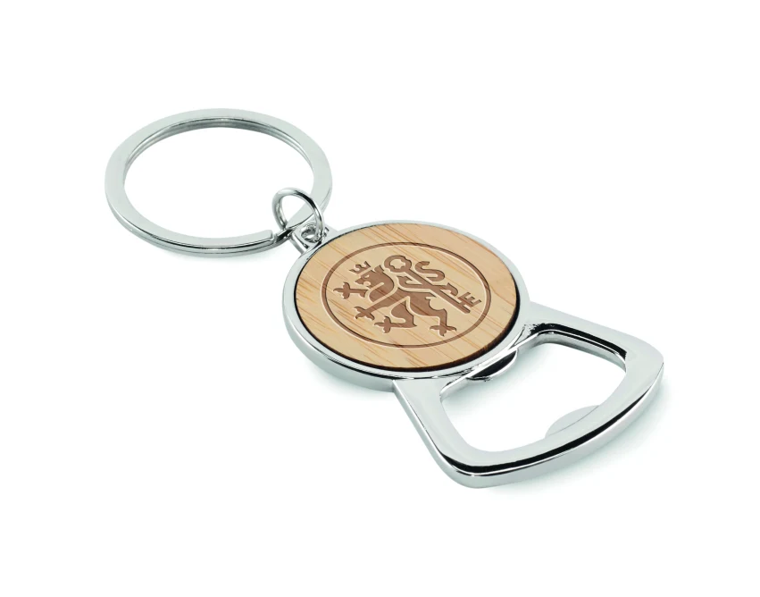 Brelok bambusowy z otwieraczem i grawerem logo Keypop