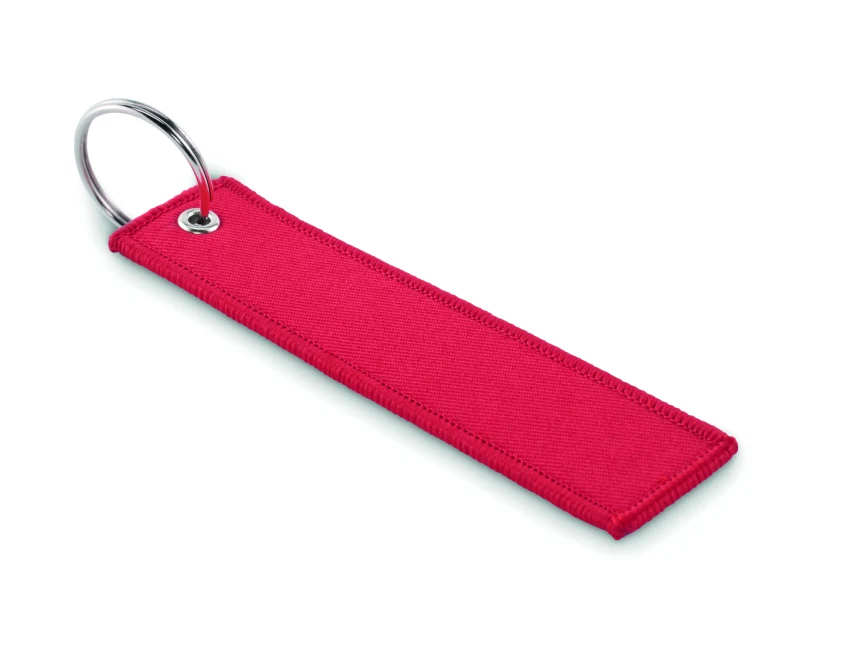 Czerwony brelok Remove Before Flight z logo – poliester