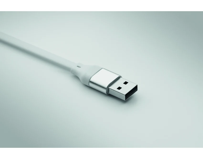 Biały brelok z kablem 60W i podstawką – Twój nadruk