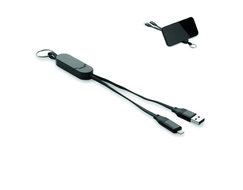 Czarny brelok 60W z kablem USB-C/micro-B i stojakiem