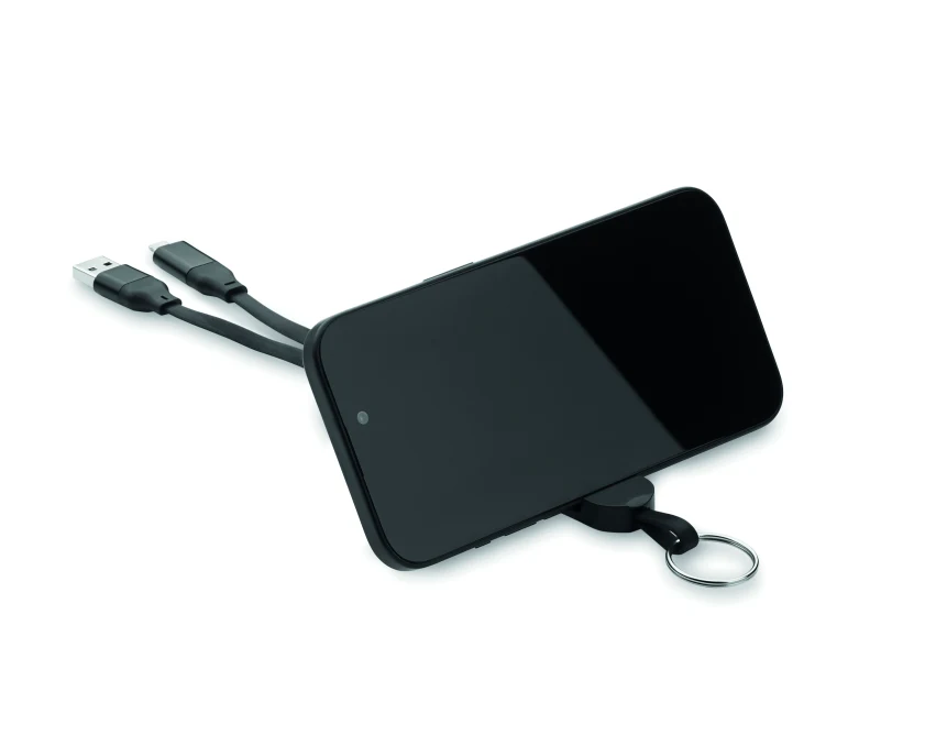 Czarny brelok 60W z kablem USB-C/micro-B i stojakiem