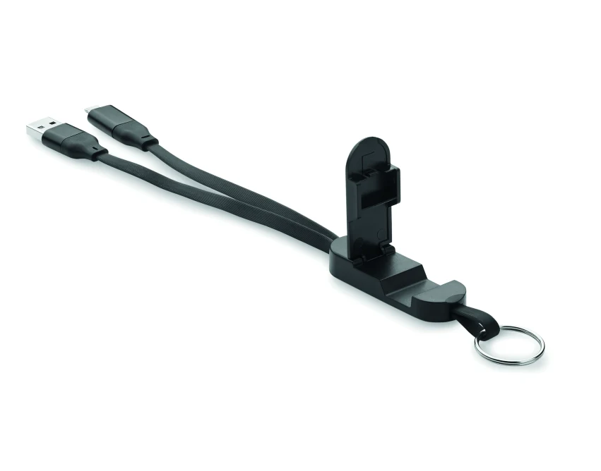 Czarny brelok 60W z kablem USB-C/micro-B i stojakiem