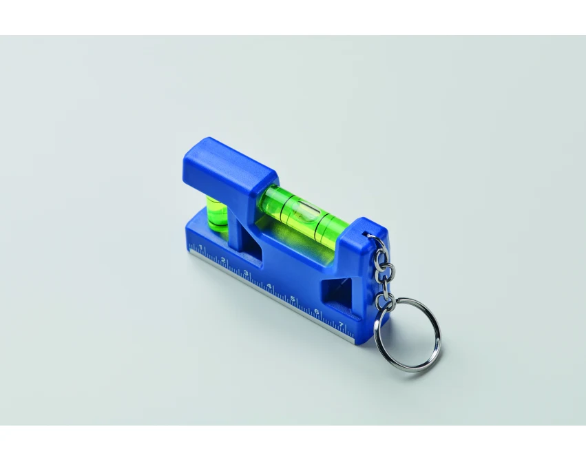 Niebieski brelok ABS z magnesem, poziomicą i miarką 7 cm