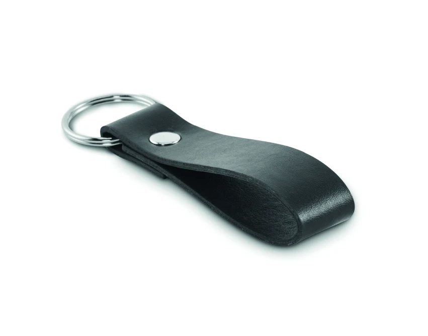 Czarny breloczek PU z grawerem logo – elegancki upominek